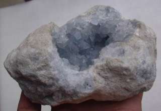 4LB Natural Baby Blue Celestite Quartz Crystal Cluster Geode Original 