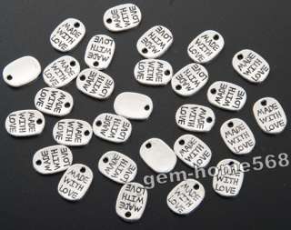 150 Tibetan Silver Made With Love Tag Charms B425  