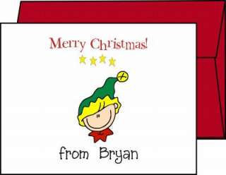 Personalized CHRISTMAS HOLIDAY Stick Figure Note Cards  