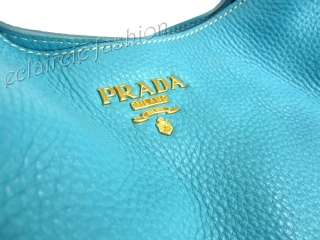 PRADA Sacca Vitello Daino Voyage Blue Leather Tote Shoulder Bag NEW 