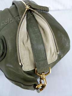GIVENCHY Petite Nightingale Green Leather Zipper Strap Satchel Tote 