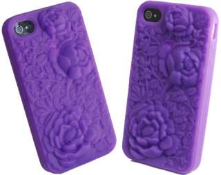3D Rose Flower Blossom Rubber Silicone Soft Cover Case For iPhone 4 4S 
