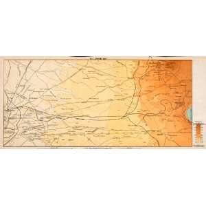  1908 Lithograph Map Appian Way Via Altitude Elevation 