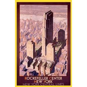 ROCKEFELLER CENTER NEW YORK CENTRAL LINES AMERICAN LARGE VINTAGE 