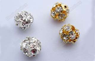   Sparkle Diamond Spacer Bead Golden& Silver 10mm Rhinestone Rondelle
