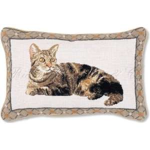 Tabby Cat Needlepoint Pillow