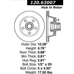  Centric Parts 120.63007 Premium Brake Rotor with E Coating 