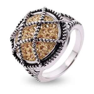  Pave Champagne CZ Cable Design Ring   Clearance Final Sale 