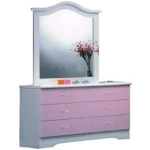  Six Drawer Dresser with Mirror Light Pink Color