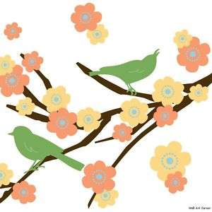 Bird Cherry Blossoms Wall Sticker Decal for boys/girls  