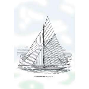 Exclusive By Buyenlarge Six Beam Cutter Sail Plan 12x18 Giclee on 