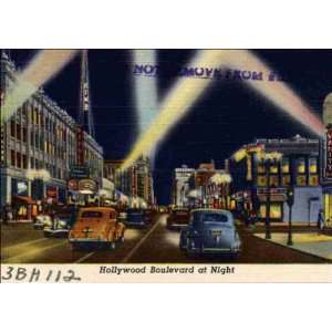 Reprint Hollywood CA   Hollywood Boulevard at Night. 3BH112 1940 1949