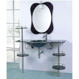   Single Sink Bathroom Vanity LUX BC 6622. 47 x 22, Black, Chrome, Glass