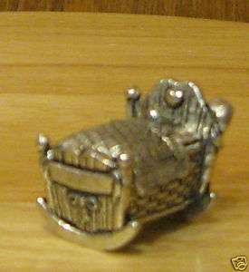 WILLIAMS PEWTER BOXES #1377 TEDDY in CRADLE, 1 NEW from our 