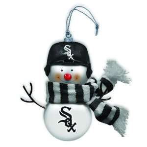  Pack of 2 MLB Chicago White Sox Blown Glass Snowman 