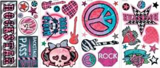 34 New GIRLS ROCK AND ROLL WALL DECALS Stars Guitars Stickers Music 