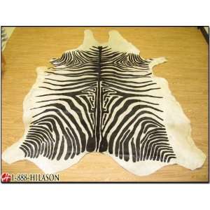 Zebra Print Hair On Leather Full Cowhide Rug 57sqft  