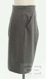 Akris Punto Heather Grey Pleated Pencil Skirt Size 6  