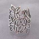 Extreme Large SeeThrough Flower .925 Silver Ring 9