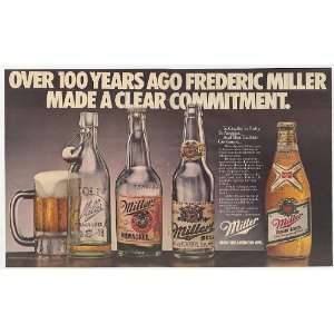  1985 Miller Beer Over 100 Years Old Bottles Double Page 