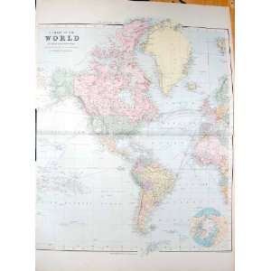   STANFORD MAP 1904 MERCATORS PROJECTION WORLD CHART