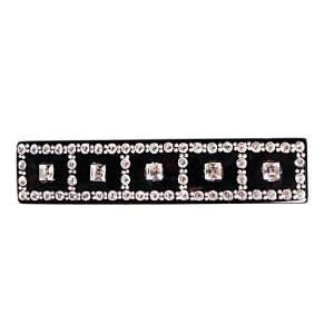   Crystal Stone and 5 Square Stones Black Automatic Barrette Beauty