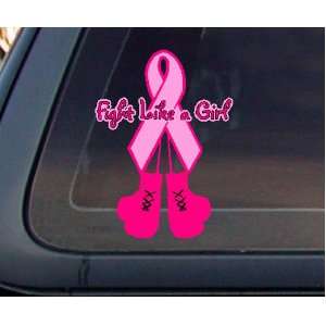  Pink Ribbon Fight Like a Girl BOXING GLOVE Car Decal 