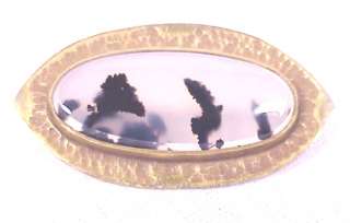Exquisite Antique Moss Agate & Gold Pin  