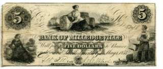 1854 Milledgeville GA. Obsolete Currency.  