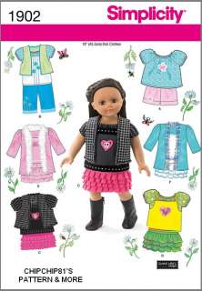 SIMPLICITY #1902 18 AMERICAN GIRL DOLL CLOTHES SEWING PATTERN COAT 