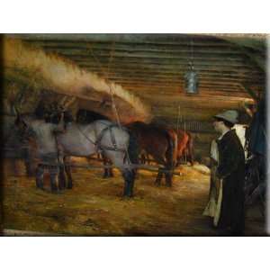  In the Stable 16x12 Streched Canvas Art by Bouveret 