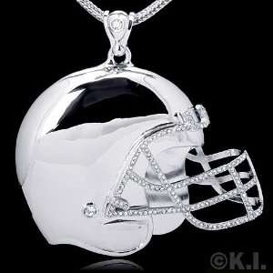  Platinum Style CZ Hip Hop Football Helmet Pendant Jewelry