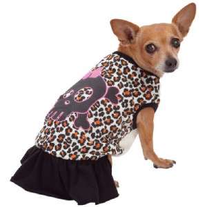 Girl Dog LEOPARD CHEETAH SKULL Ruffle DRESS Pet Puppy Chihuahua 