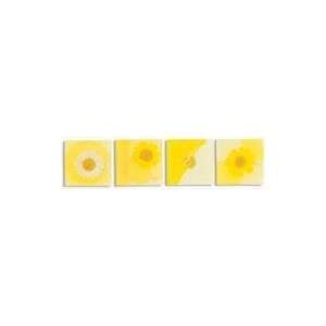  Epoxy Stickers & Rub Ons, Square w/Daisies/Yellow