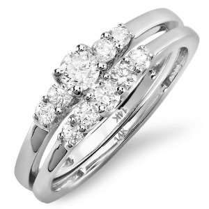  14K White Gold Round White Diamond Engagement Bridal Ring 