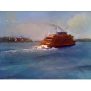  Staten Island Ferry, Original Painting, Home Decor 