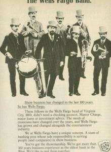 WELLS FARGO BANK BAND Rare 1970s PROMO POSTER AD mint  