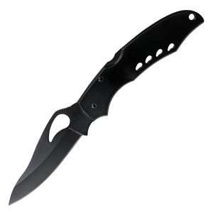   Knife with Black Stainless Handle and Plain 8Cr13Mov Steel Black Blade
