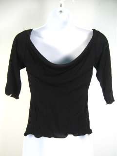 YIGAL AZROUEL Black Scoop Neck 3/4 Sleeve Shirt Top 0  