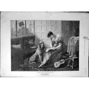  1886 Berkley Wandering Thoughts Lady Hound Letter Print 
