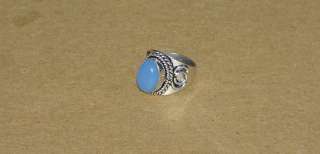 Large Blue Yemeni Aqeeq Aqiq Agate Mens Ring #A6  
