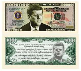 John F Kennedy (JFK) Million Dollar Bill (5/$2.50)  