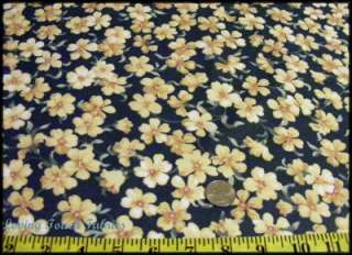 This is a wonderful out of print yellow floral print fabric.