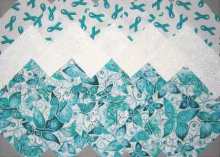 OVARIAN CANCER Ribbons & Butterflies Fabric Squares  