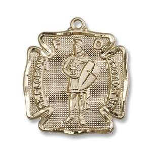  Gold Filled St. Florian Medal Pendant Charm with 24 Gold 