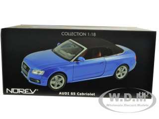 2009 AUDI S5 CONVERTIBLE BLUE 118 DIECAST MODEL CAR BY NOREV 188361 