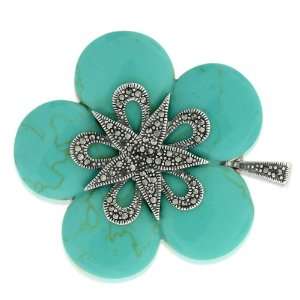   Silver Marcasite Star Turquoise Flower Pendant TrendToGo Jewelry