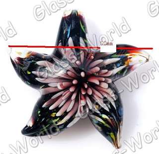 6PCS Starfish 5CM Lampwork Glass Pendants Flower Inside  