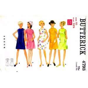  Butterick 4793 Vintage Sewing Pattern Womens Oval Neck A line Dress 