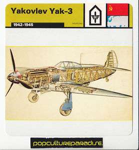 YAKOVLEV Yak 3 RUSSIA AIRPLANE FIGHTER WW2 PICTURE CARD  